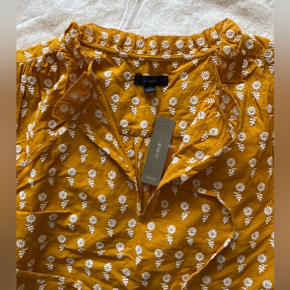NWT JCrew ruffle sleeve cotton flower top, mustard - Picture 12 of 12